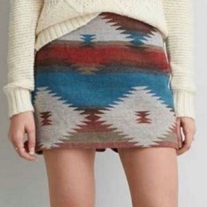 American Eagle Outfitters Tribal Print Wool Blend Skirt 12